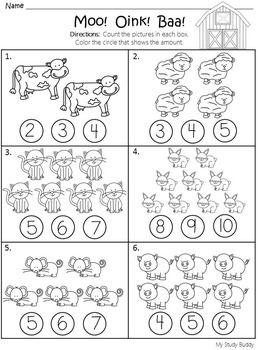 numbers 1 10 worksheets kindergarten by my study buddy tpt