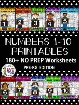 Preview of Number Worksheets 1-10- PRE-KG - Preschool- Counting and Cardinality BUNDLE