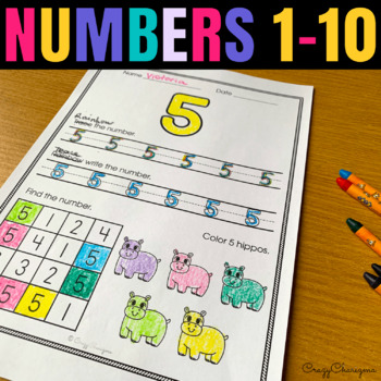 Preview of Numbers 1-10 Worksheets Number Sense Assessment Math Curriculum Unit 1
