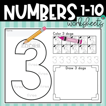 Preview of Numbers to 10 Worksheet | Writing Numbers | Writing Number Words