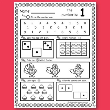 Numbers 1-10 Worksheets Turkey Edition by The KinderConnection | TpT