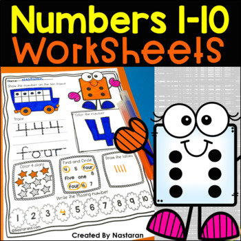 Preview of Numbers 1-10 Worksheets Write Trace Numbers To 10 Free Worksheet
