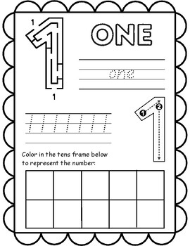 Preview of Numbers 1-10 Writing Coloring-Number Sense Math Worksheets-10 pages-Freebies