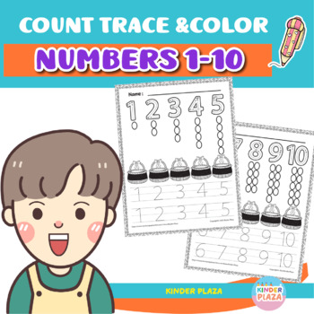 Preview of Numbers 1 - 10 worksheets Trace, Write, Draw - Free