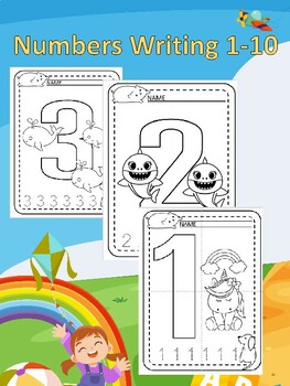 Preview of Numbers 1-10 worksheets for preschool and kindergarten -Kids Art & Craft