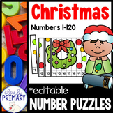 Christmas Math, Ordering Numbers Puzzles, Counting and Wri