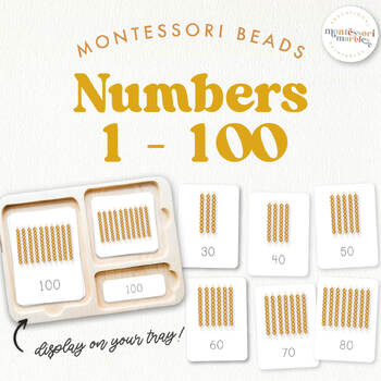 Preview of Numbers 1 - 100 | Montessori Golden Beads Nomenclature Cards