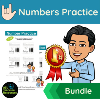 Preview of Numbers 1 - 20 ASL Practice Worksheet BUNDLE