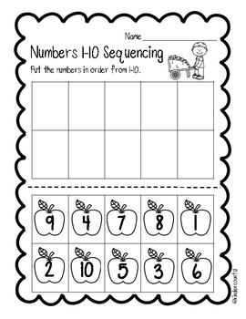 numbers 1 20 apple sequencing by kindercounts1 tpt