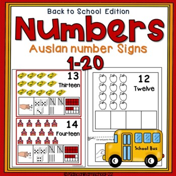 Preview of Numbers 1-20 -Back to school Edition with Auslan Signs