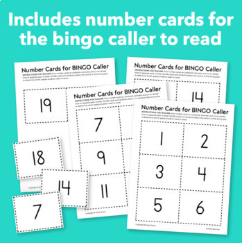 numbers 1 20 bingo featuring numbers in the teens by