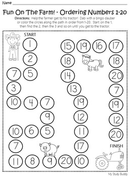 numbers 1 20 worksheets bundle kindergarten by my study buddy tpt