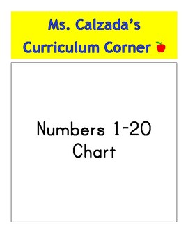 Preview of Numbers 1-20 Chart