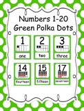 Numbers 1-20 Green Polka Dots