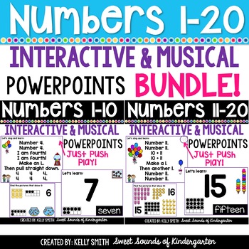 Numbers 1-20 Interactive Powerpoints BUNDLE {Number Powerpoints & Songs}