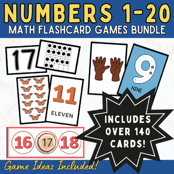 Preview of Numbers 1-20 Math Game BUNDLE | Correspondence Counting | Montessori Math | Farm