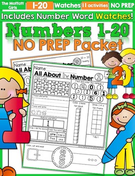 Preview of Numbers 1-20 NO PREP (with Number Word Watches)