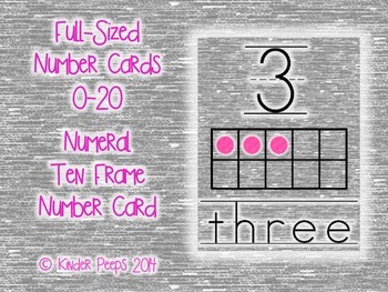 Preview of Numbers 0-20 Number Cards with Ten Frames - Gray