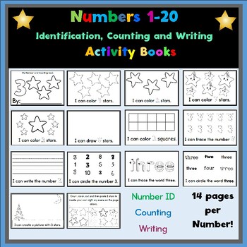 Preview of Numbers 1-20: Number Identification, Counting, and Writing Activity Book