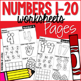 Numbers 1-20 Number Recognition & Tracing Worksheets