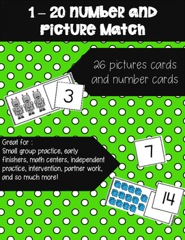 Numbers 1-20 Picture Match by Kate in K | TPT