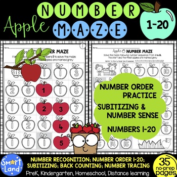 numbers 1 20 practice apple maze distance learning by smart land