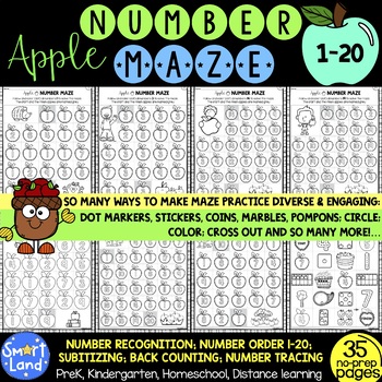 numbers 1 20 practice apple maze distance learning by smart land