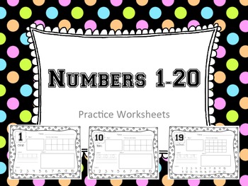 Preview of Numbers 1-20 Practice Worksheets  (K.CC.3, K.NBT.1)