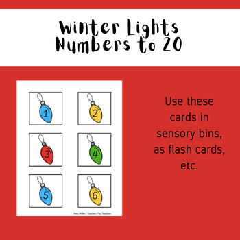 Numbers 1-20 Sensory Bin Cards - Winter Lights by Amy Miller | TPT