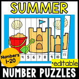 Summer Number Order Puzzles for Math Centers, Counting & W