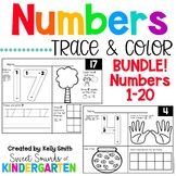 Numbers 1-20 Trace, Count, and Color Worksheets
