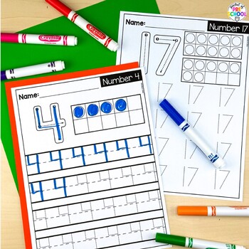 Numbers 1-20 Tracing Worksheets by Pocket of Preschool - Jackie Kops