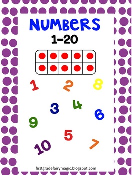 numbers 1 20 words and ten frames file folder tpt