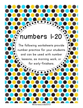 Numbers 1-20 Worksheets by Clarissa Linde | Teachers Pay Teachers