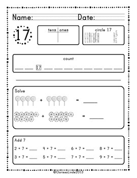 Numbers 1-20 Worksheets by Clarissa Linde | Teachers Pay Teachers