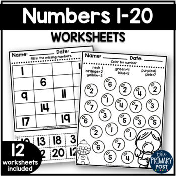 Numbers 1-20 Worksheets by The Primary Post by Hayley Lewallen | TpT