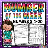 Numbers  1-20 Worksheets: Number of the Week