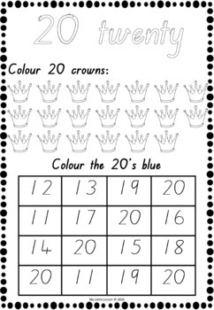 numbers 1 20 worksheets qld beginners font by my little lesson tpt