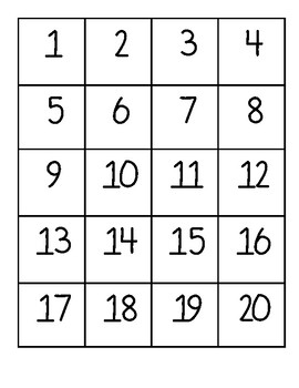 1 to 20 table chart
