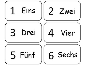 Preview of Numbers 1-20 in German Flash Cards. Preschool math and foreign language.