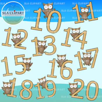 Numbers 1-20 with Cute Owl Clipart {SLA Clipart} by SLAclipart | TPT