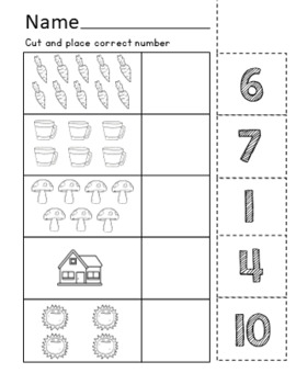 Numbers 1-10 worksheets | Count, cut, color and Paste by Sunshine Kiddies