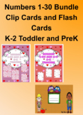 Numbers 1-30 Bundle, Clip Cards and Flash Cards, K-2 Toddler and PreK