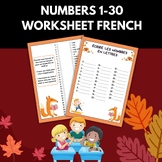 Numbers 1-30 Worksheet French