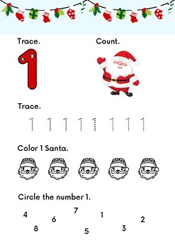 Numbers 1-5 Activities (Christmas Theme) by Galactic Education | TPT