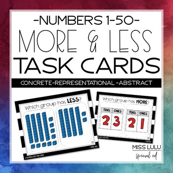 Preview of Numbers 1-50 More & Less Task Cards