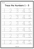 Numbers 1 - 50 Tracing Worksheets for Preschool Kindergart