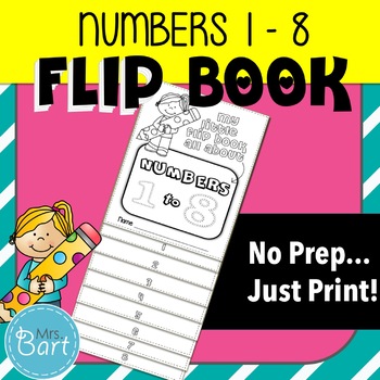 Preview of Numbers 1-8 Flip Book- print & use