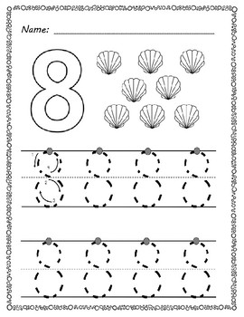 Numbers 1-9 Tracing Pages - Under the Sea - Preschool/Kindergarten