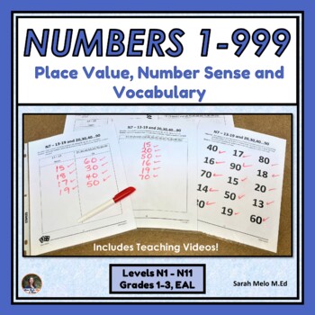 Preview of Practicing Place Value, Reading and Writing Numbers 1-20, 1-100, 1-999